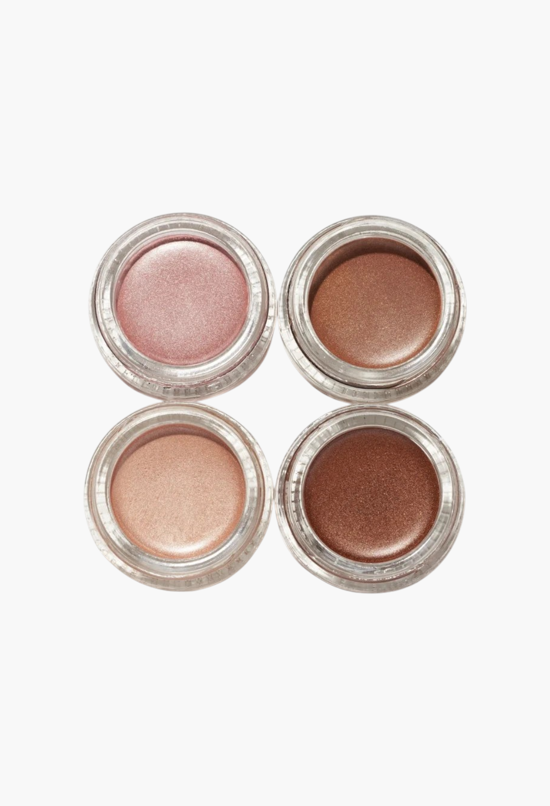 GLAM MODA Hyper Shine Lite Pigment set featuring four shimmering cream highlighters in various metallic shades.