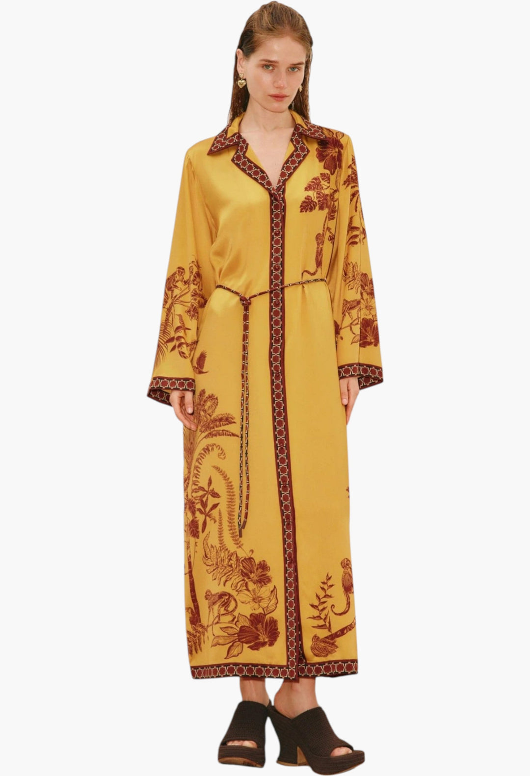 Banana Blossom Silk Shirtdress - GLAM MODA