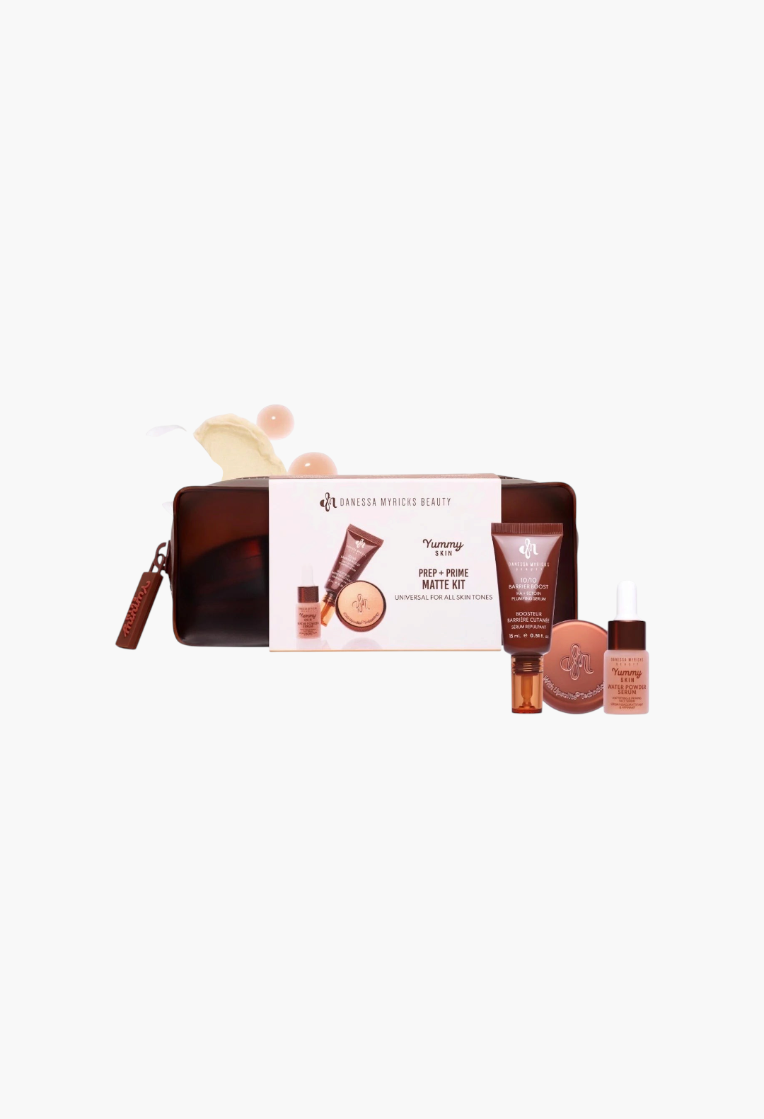 GLAM MODA Danessa Myricks Beauty Yummy Skin matte finish prep and prime travel kit with serum and balm in pouch