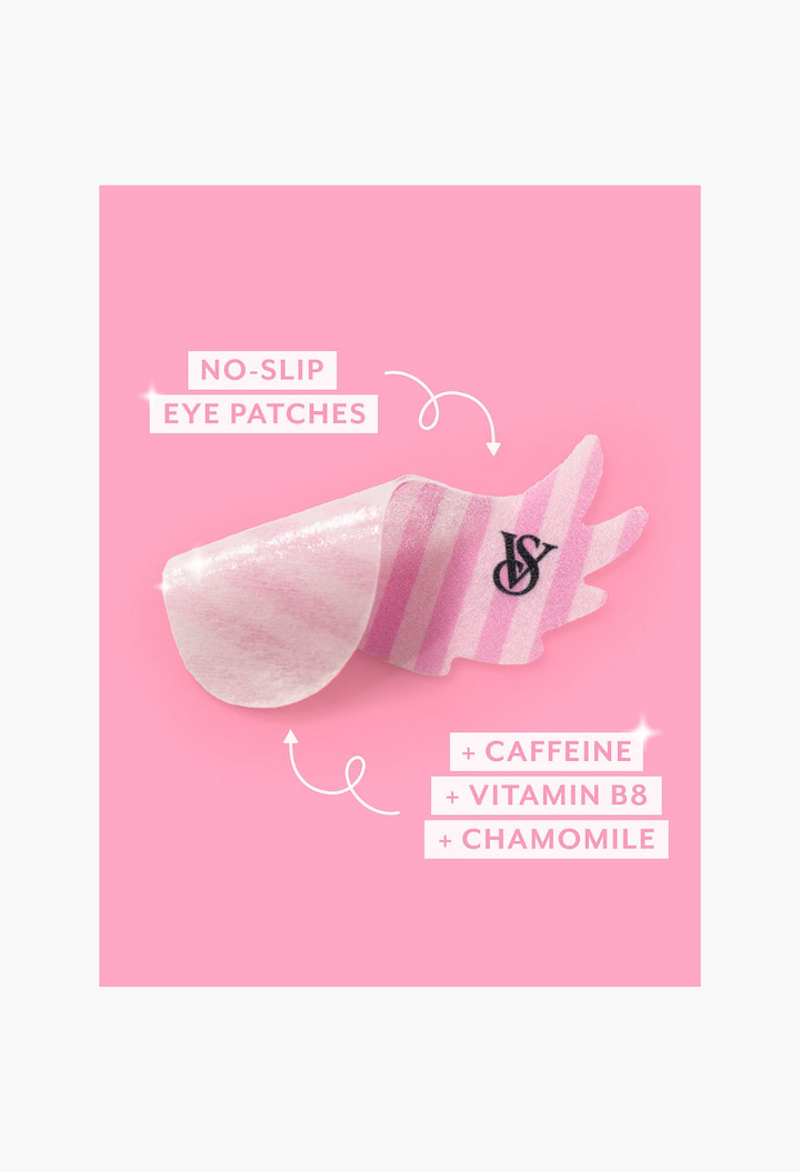 GLAM MODA Victoria's Secret x Patchology pink striped wing-shaped undereye mask with black logo
