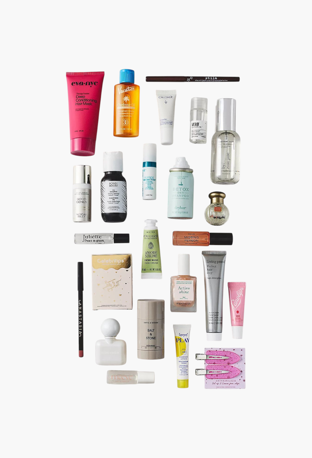 GLAM MODA 24 Days of Beauty Advent Calendar featuring a collection of skincare, fragrance, and makeup samples.