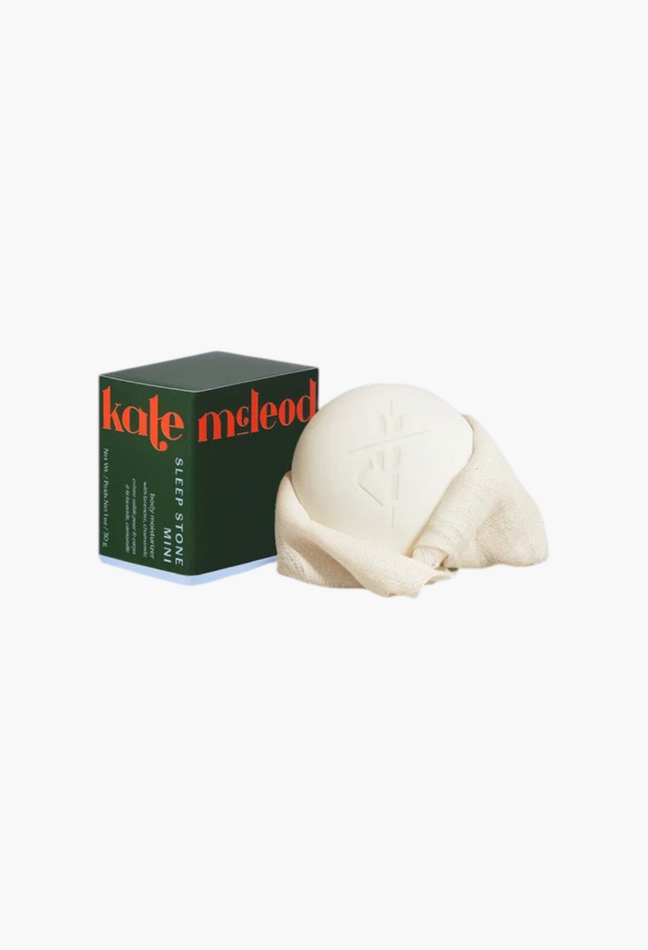 GLAM MODA Sleep Stone moisturizing cocoa butter lotion bar with lavender and chamomile in a green box