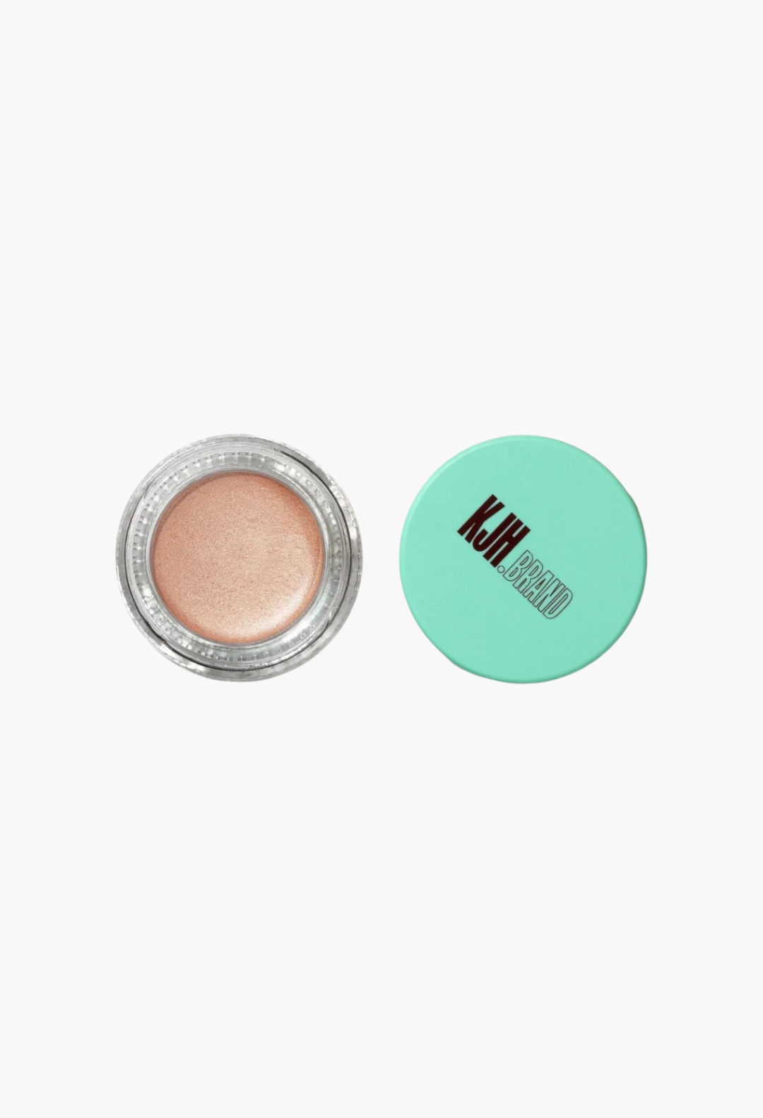 GLAM MODA Hyper Shine Lite Pigment in a glass jar with a mint green lid featuring the KJH.brand logo