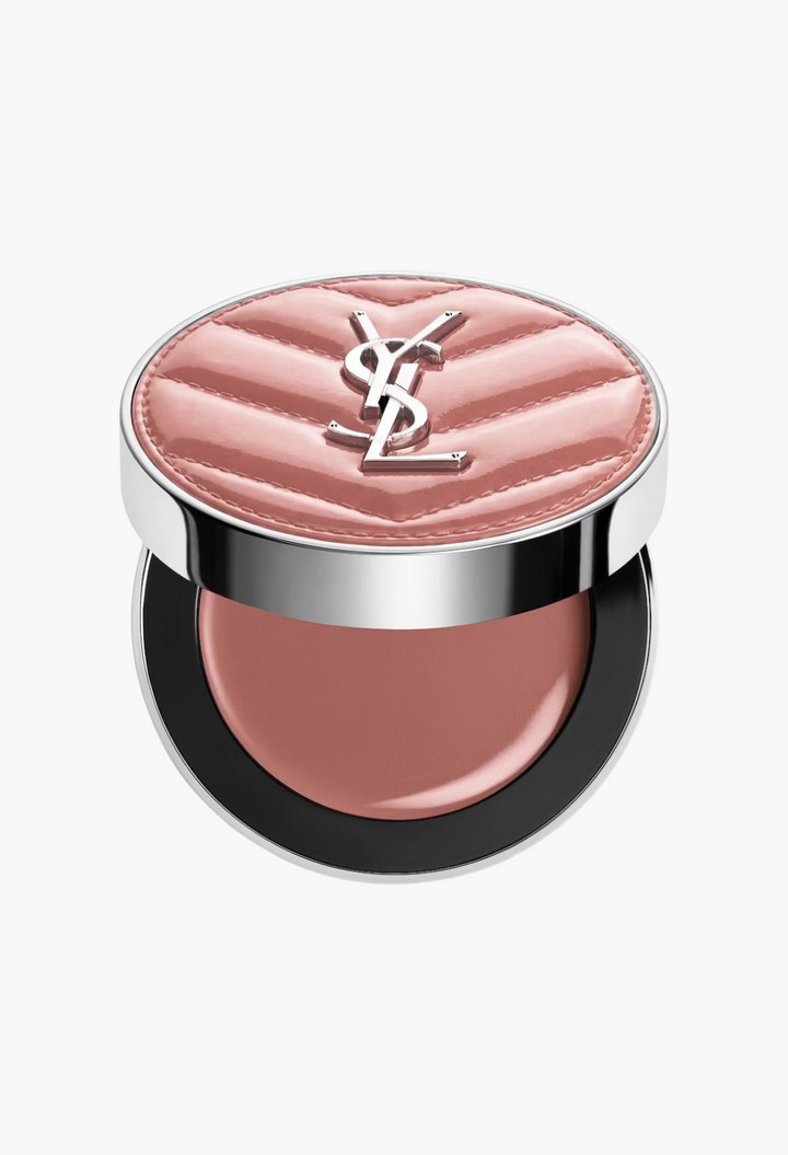 GLAM MODA YSL Make Me Blush cream blush in a dusty rose shade with a quilted lid and silver logo detail.