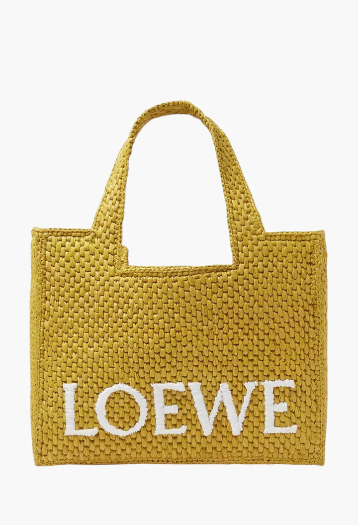 Small LOEWE Font Tote in Raffia