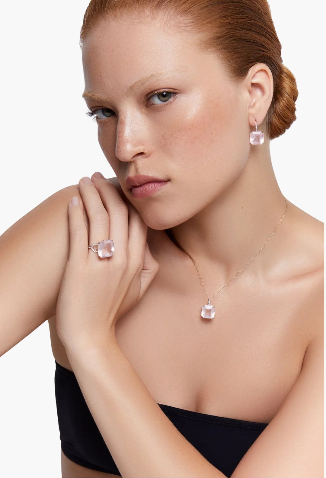 14kt Asscher Cut Pink Topaz Drop Earrings