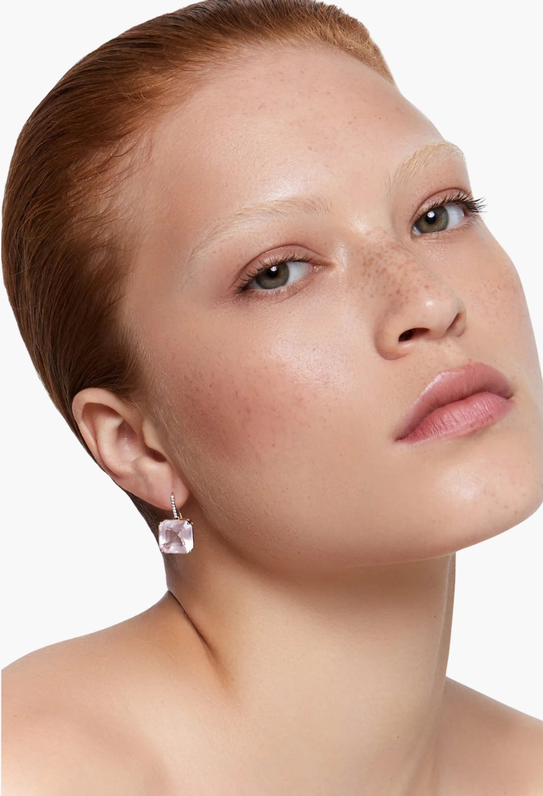 14kt Asscher Cut Pink Topaz Drop Earrings