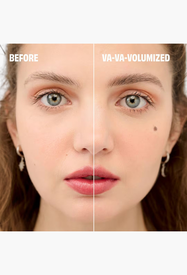 GLAM MODA Gimme Brow+ tinted gel comparison showing natural brow fullness versus volumized, defined brows on a model