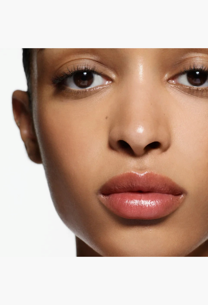 GLAM MODA Posh Balm Nourishing Lip Shine on a model, showing a glossy, hydrated, and natural-looking lip finish.
