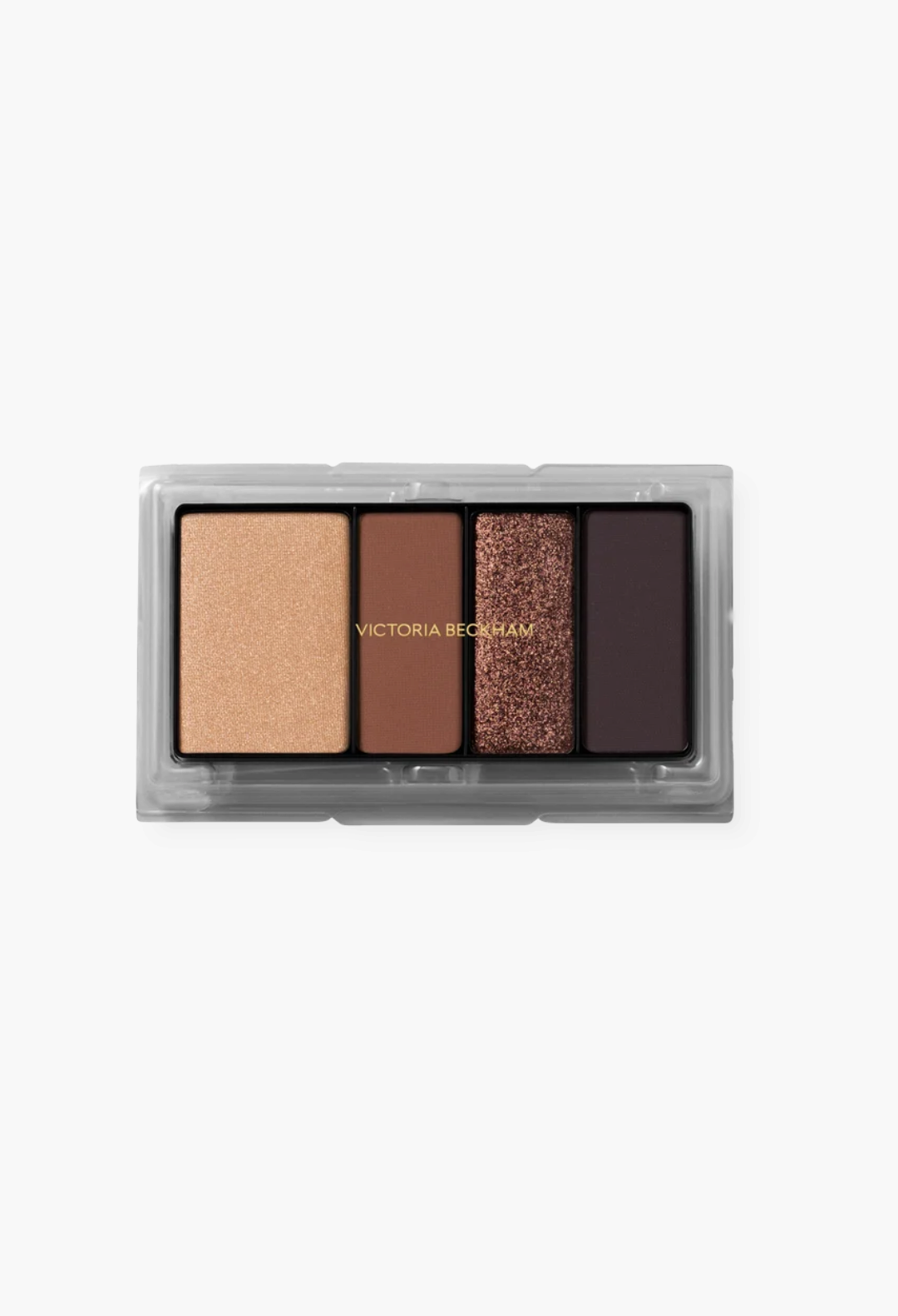GLAM MODA Eye Wardrobe eyeshadow palette in Night Flash featuring four brown and beige shades in a luxury compact.