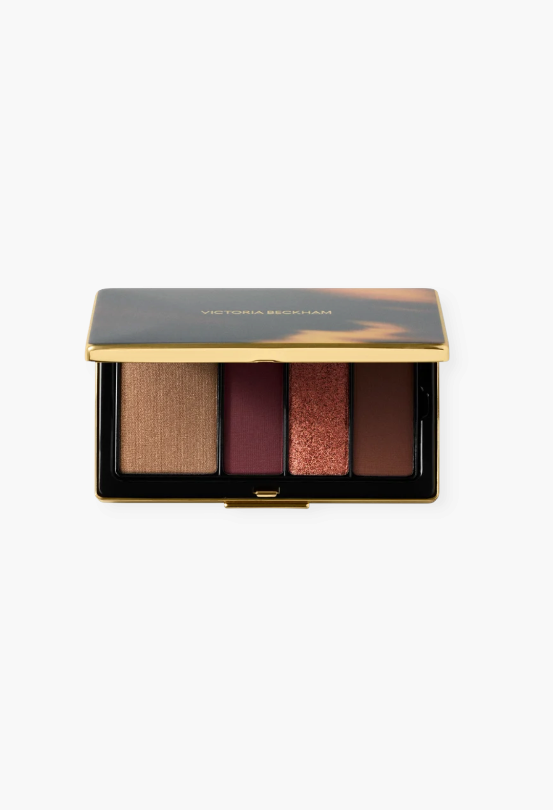GLAM MODA Eye Wardrobe eyeshadow palette in Night Flash featuring four warm brown and bronze shades in a luxury case.