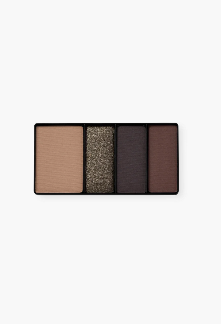 GLAM MODA Eye Wardrobe eyeshadow palette in Night Flash featuring four brown and bronze shades with matte and shimmer
