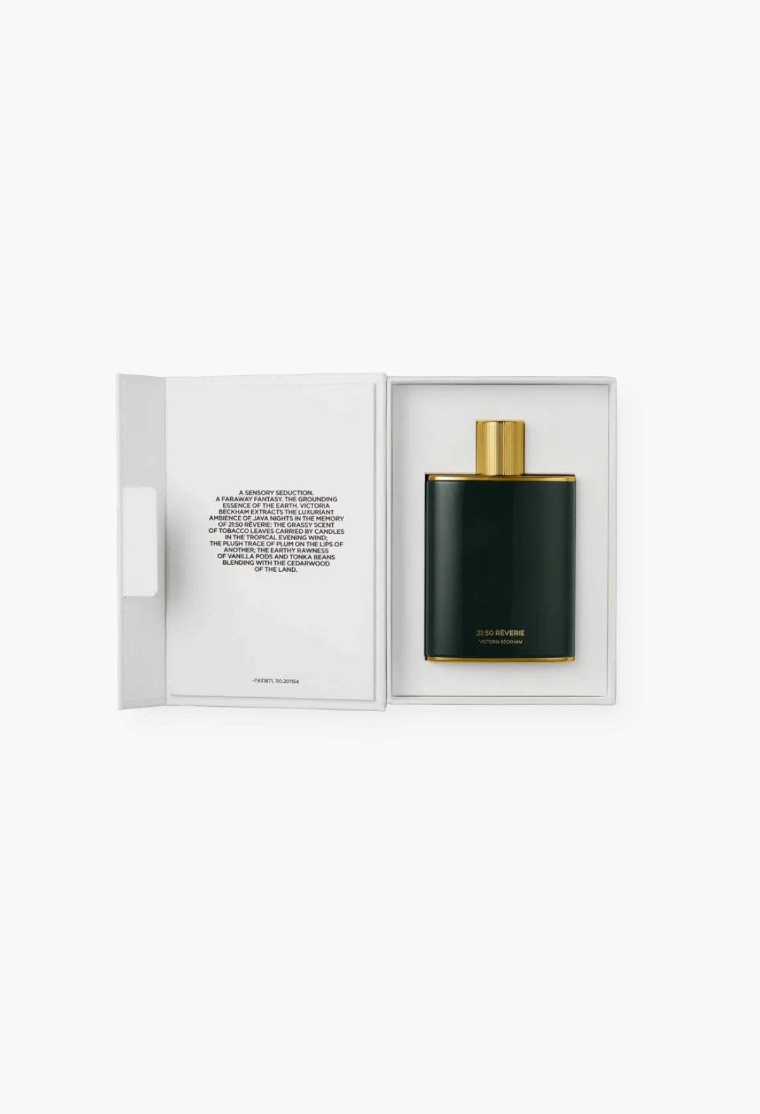 GLAM MODA 21:50 Rêverie Eau de Parfum in a dark green bottle with gold cap, presented in an open white gift box.