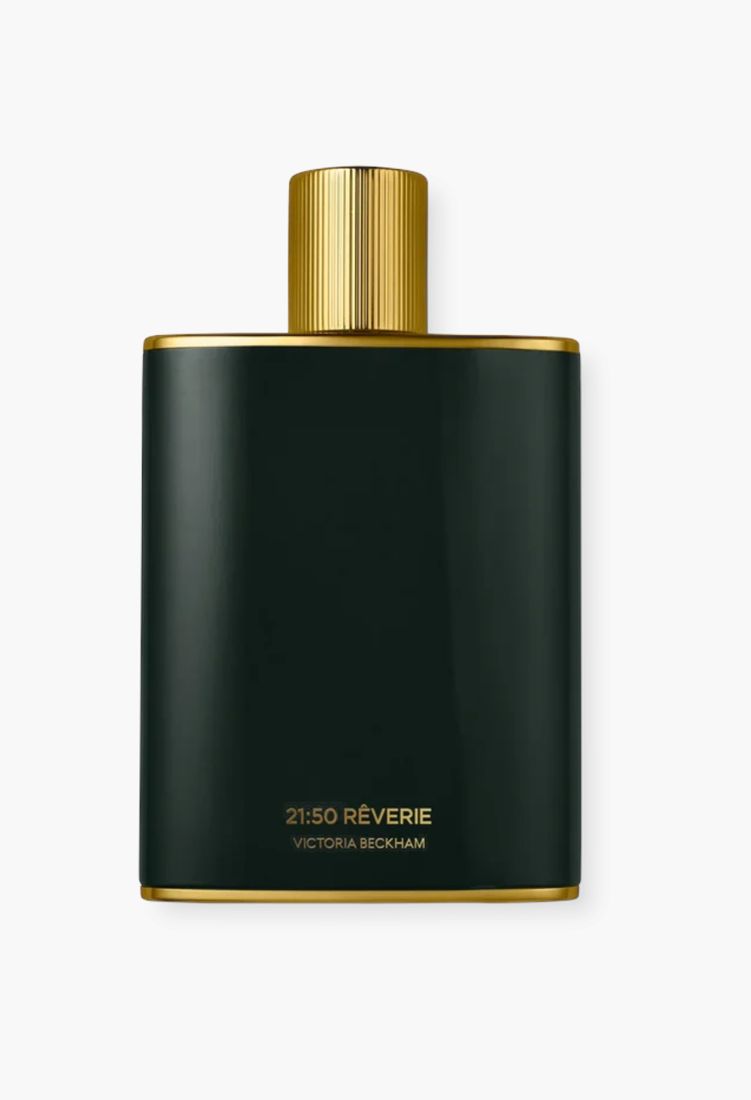 GLAM MODA 21:50 Rêverie Eau de Parfum in a sleek dark green bottle with a gold cap and gold trim details.