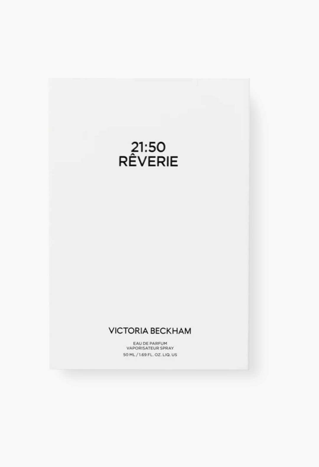 GLAM MODA 21:50 Rêverie Eau de Parfum by Victoria Beckham in a minimalist white rectangular box packaging.