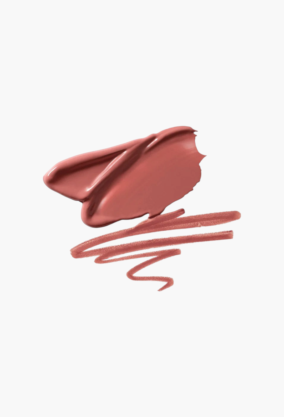 GLAM MODA Posh Lipstick in Spice, a mid-tone ginger shade, shown as a creamy swatch and a defined pencil line.