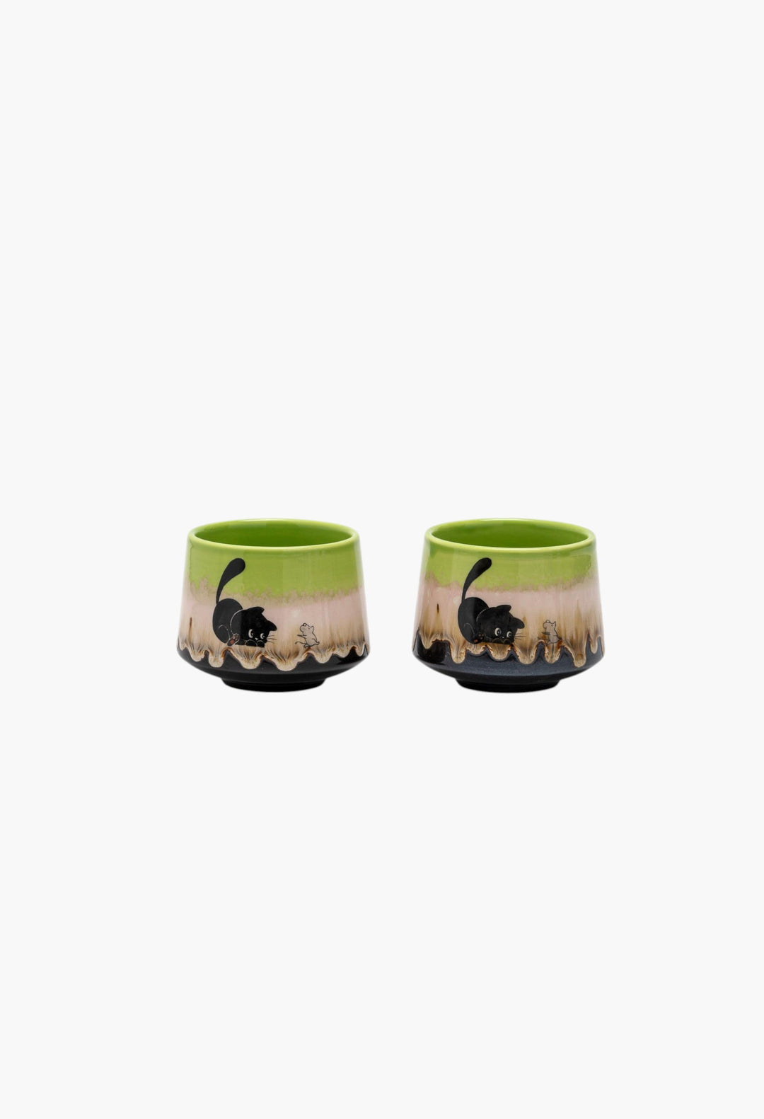 Hand-Painted Cat And Rat Ceramic Matcha Bowl Set With Bamboo Whisk And Chasen Holder Matcha Tea Ceremony Set - GLAM MODA