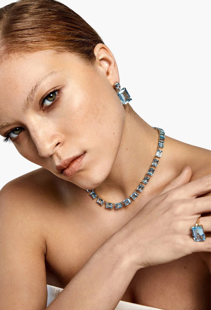 14kt Blue Topaz Frame Earrings