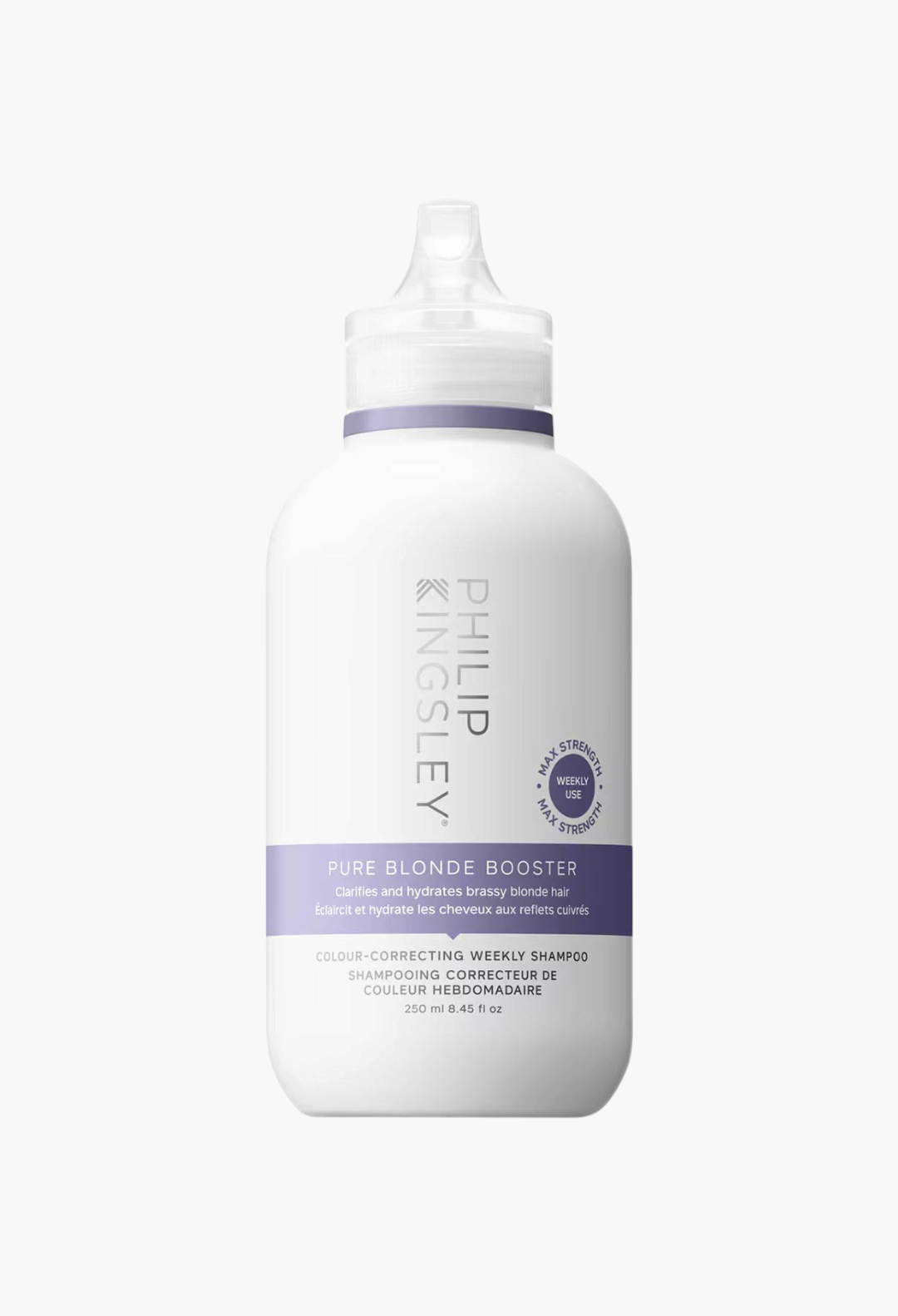 GLAM MODA Philip Kingsley Pure Blonde Booster Shampoo bottle for neutralizing brassy tones in blonde hair