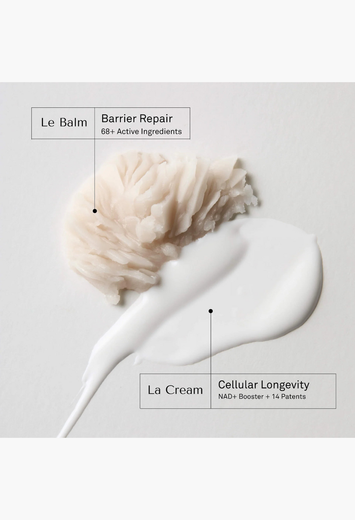 GLAM MODA Le Ritual skincare set featuring a textured Le Balm and smooth La Cream for barrier repair and anti-aging.