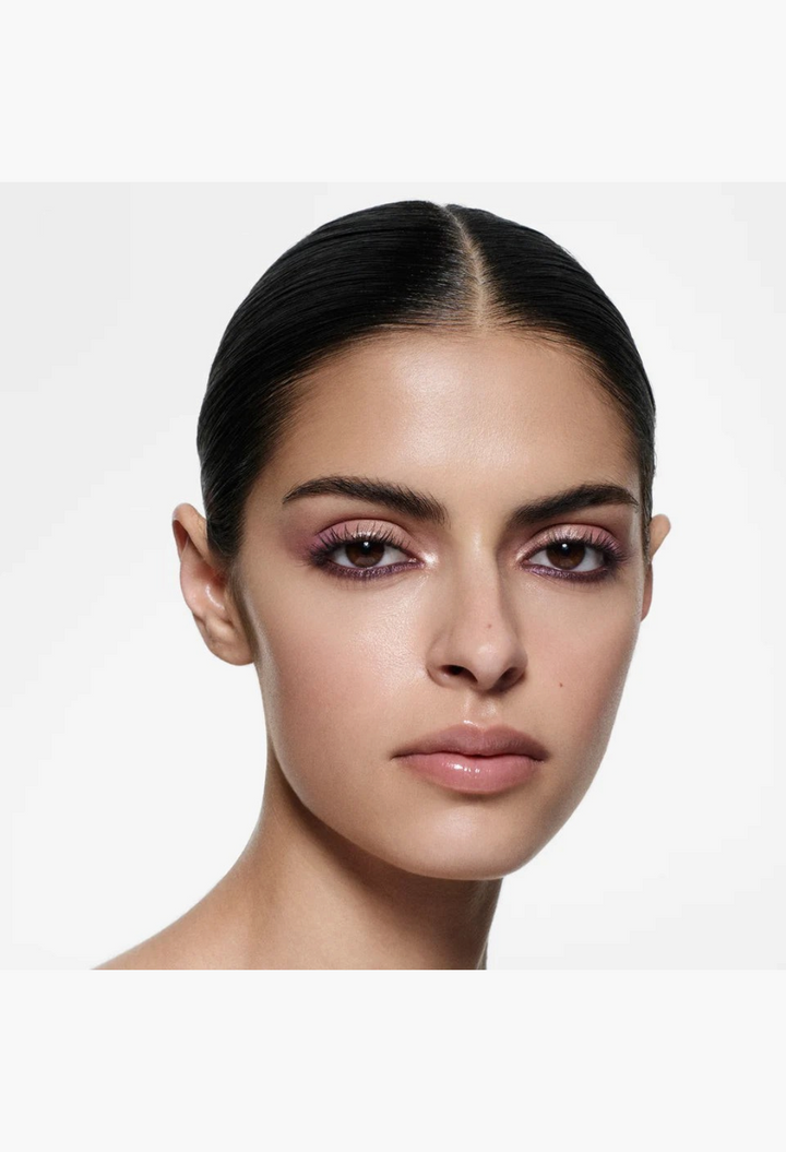 Model wearing soft pink and brown eyeshadow from the GLAM MODA Eye Wardrobe Multi-Finish Eyeshadow Palette