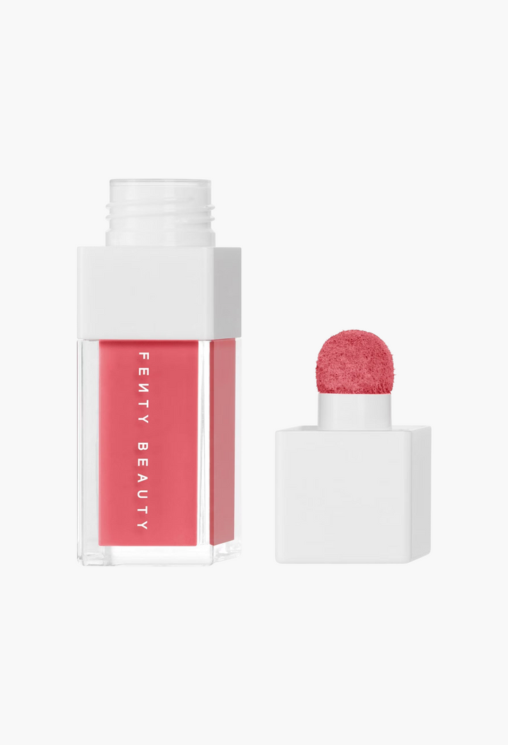 GLAM MODA Shake 'N Play buildable liquid blush in a clear bottle with a pink squish-tip sponge applicator