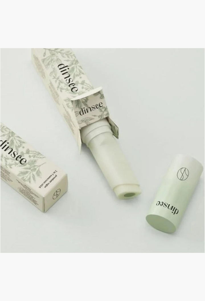 GLAM MODA Dinsee vegan 3-in-1 sunscreen stick with SPF50+ PA++++ in light green packaging with botanical illustrations