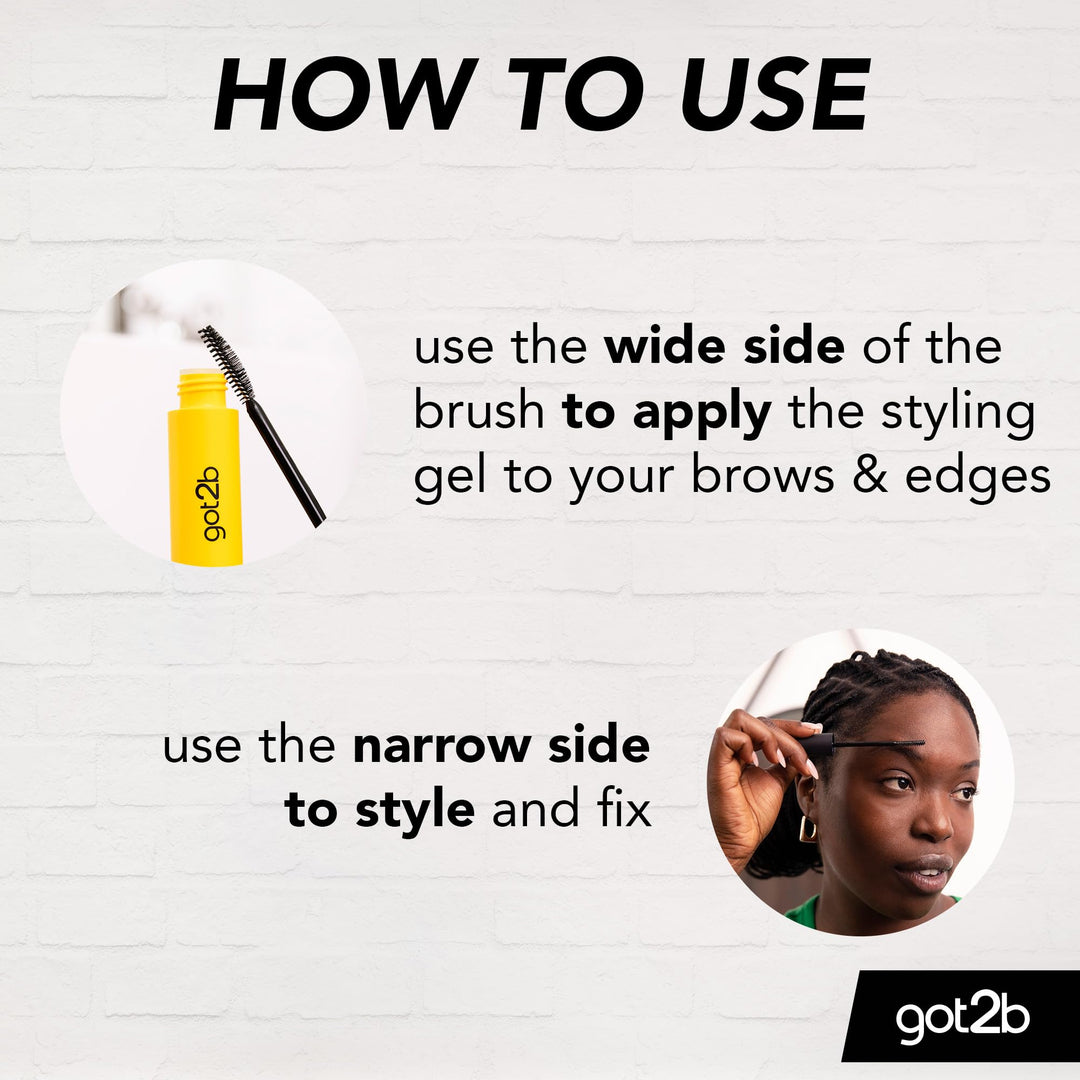 Glued For Brows & Edges 2 In 1 Wand Eyebrow Gel, 72hr Hold, No White Residue Or Stickness, Vegan, Silicone Free, Alcohol Free