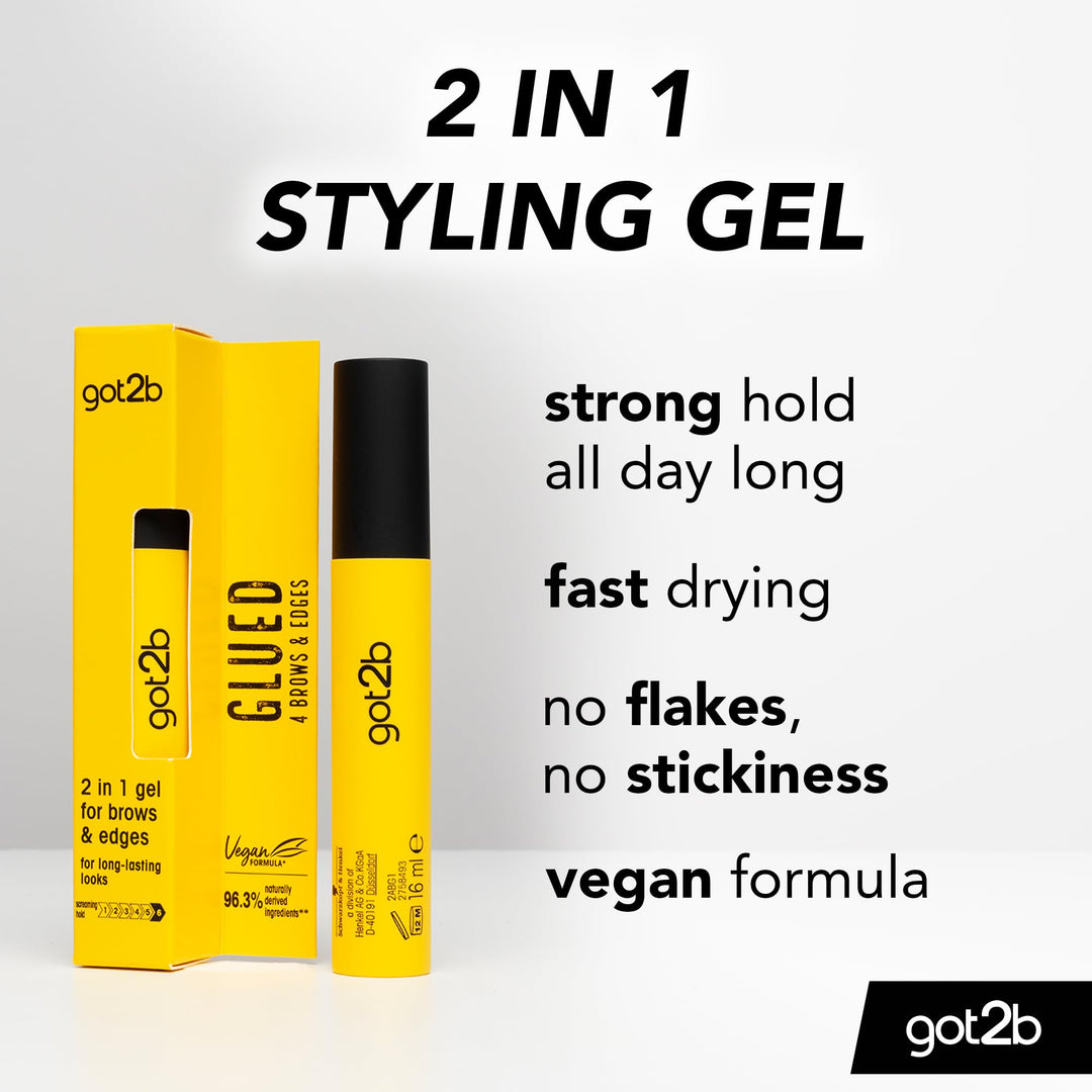 Glued For Brows & Edges 2 In 1 Wand Eyebrow Gel, 72hr Hold, No White Residue Or Stickness, Vegan, Silicone Free, Alcohol Free