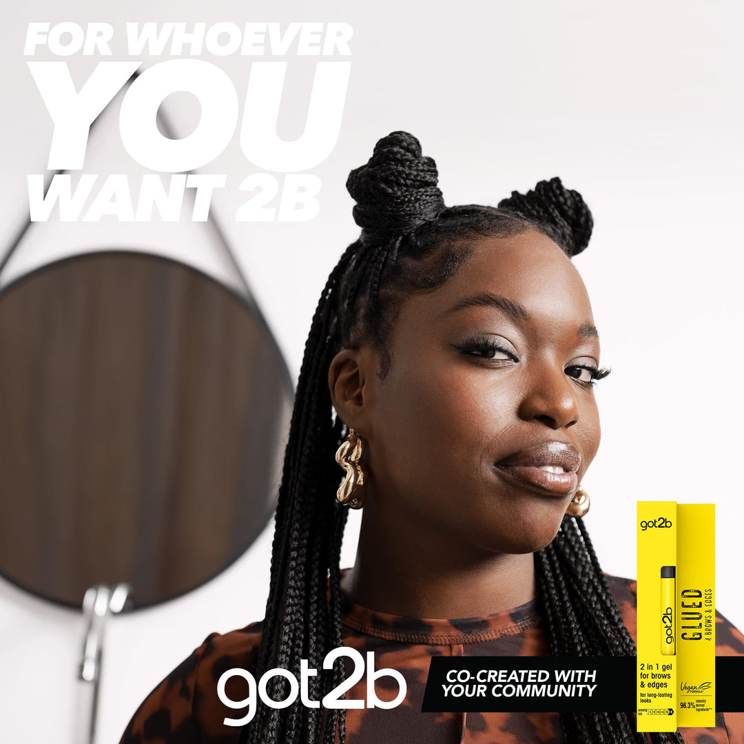 Glued For Brows & Edges 2 In 1 Wand Eyebrow Gel, 72hr Hold, No White Residue Or Stickness, Vegan, Silicone Free, Alcohol Free