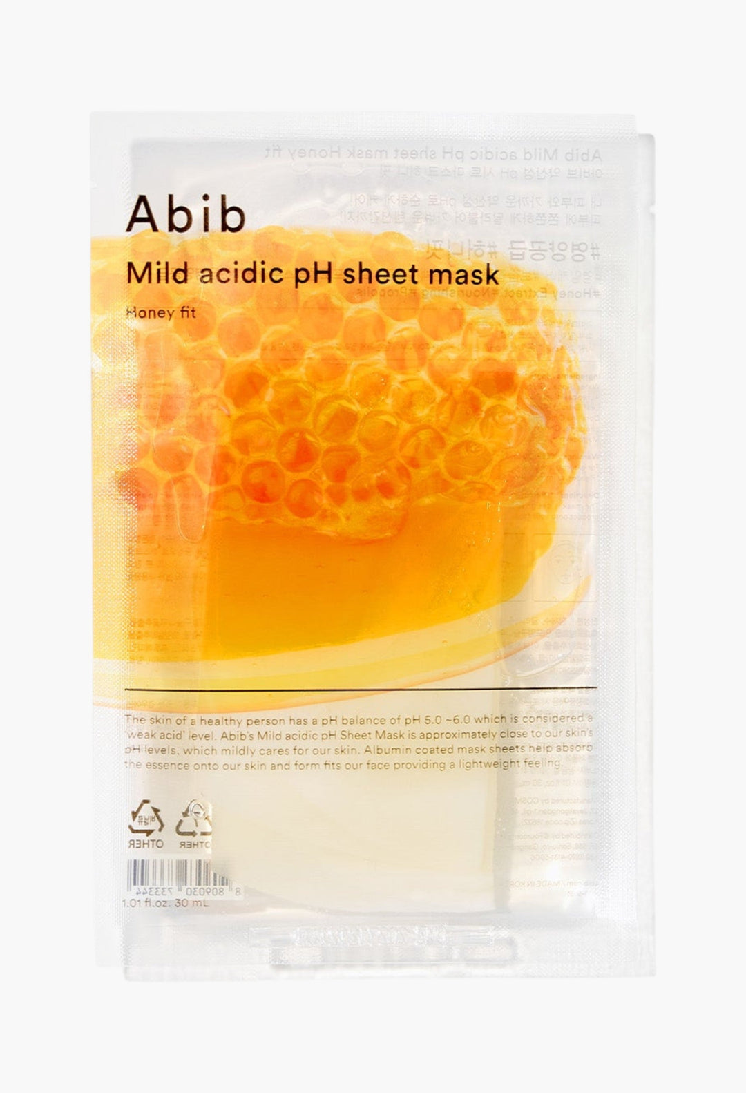 Mild Acidic Ph Sheet Mask Honey Fit(10 Sheets)