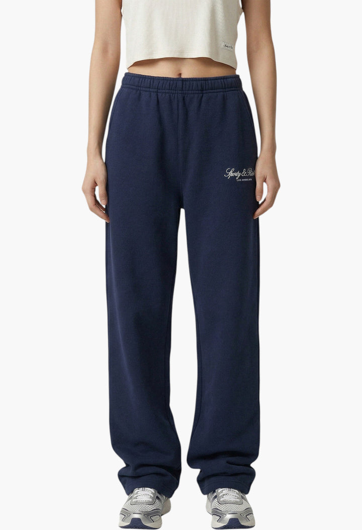 Vendome LA Embroidered Wide Sweatpant - Navy/White - GLAM MODA