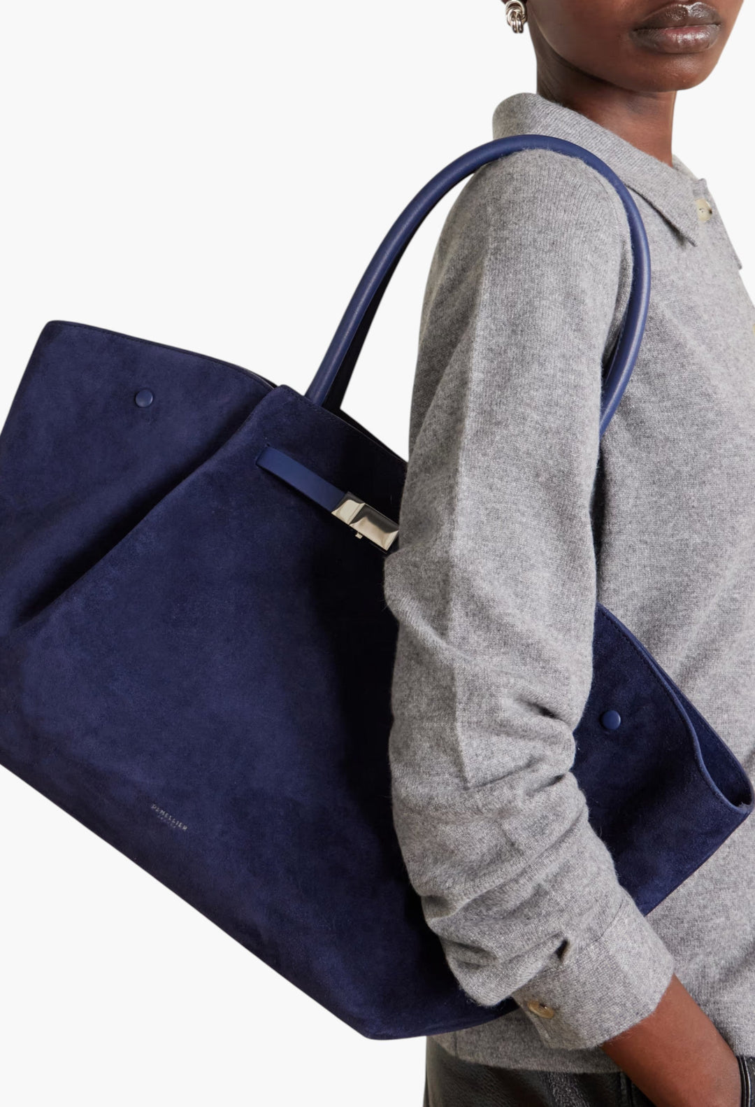 New York Large Leather-Trimmed Suede Tote - GLAM MODA