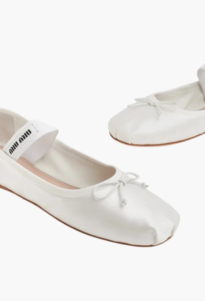 White - Satin Ballerinas