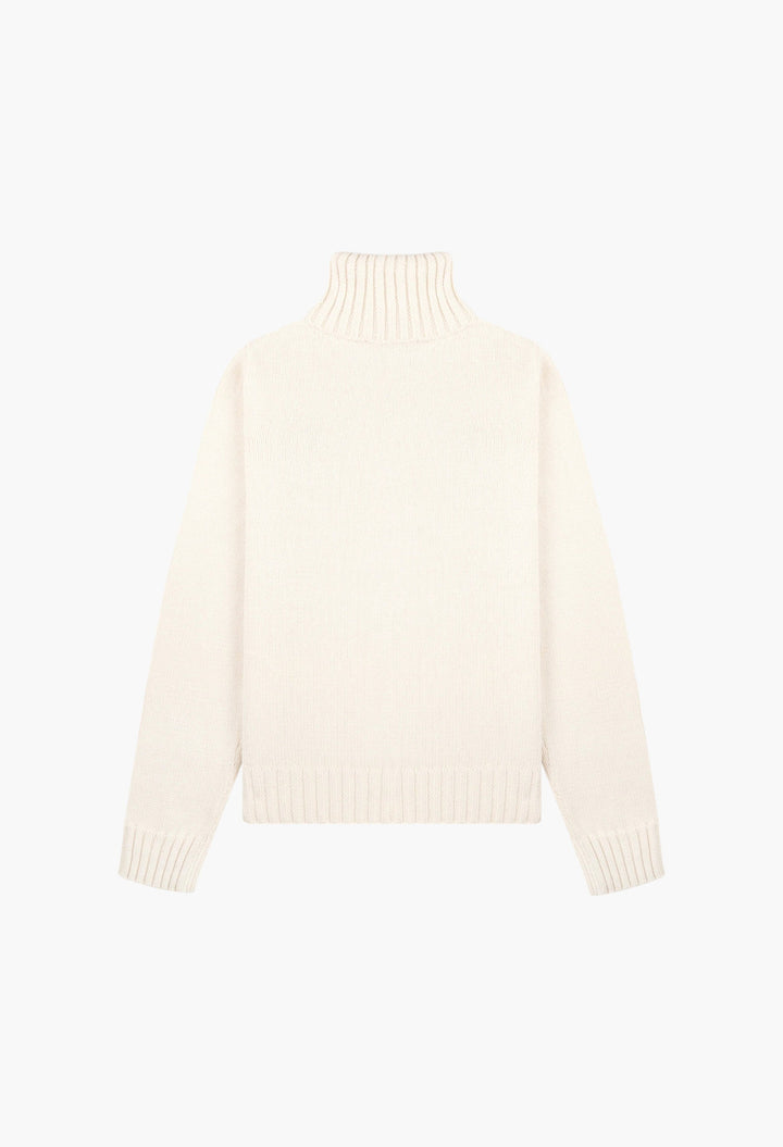 USA Knitted Turtleneck - Ecru/Navy - GLAM MODA