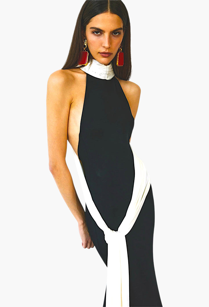 Leia Train Dress In Raven - GLAM MODA