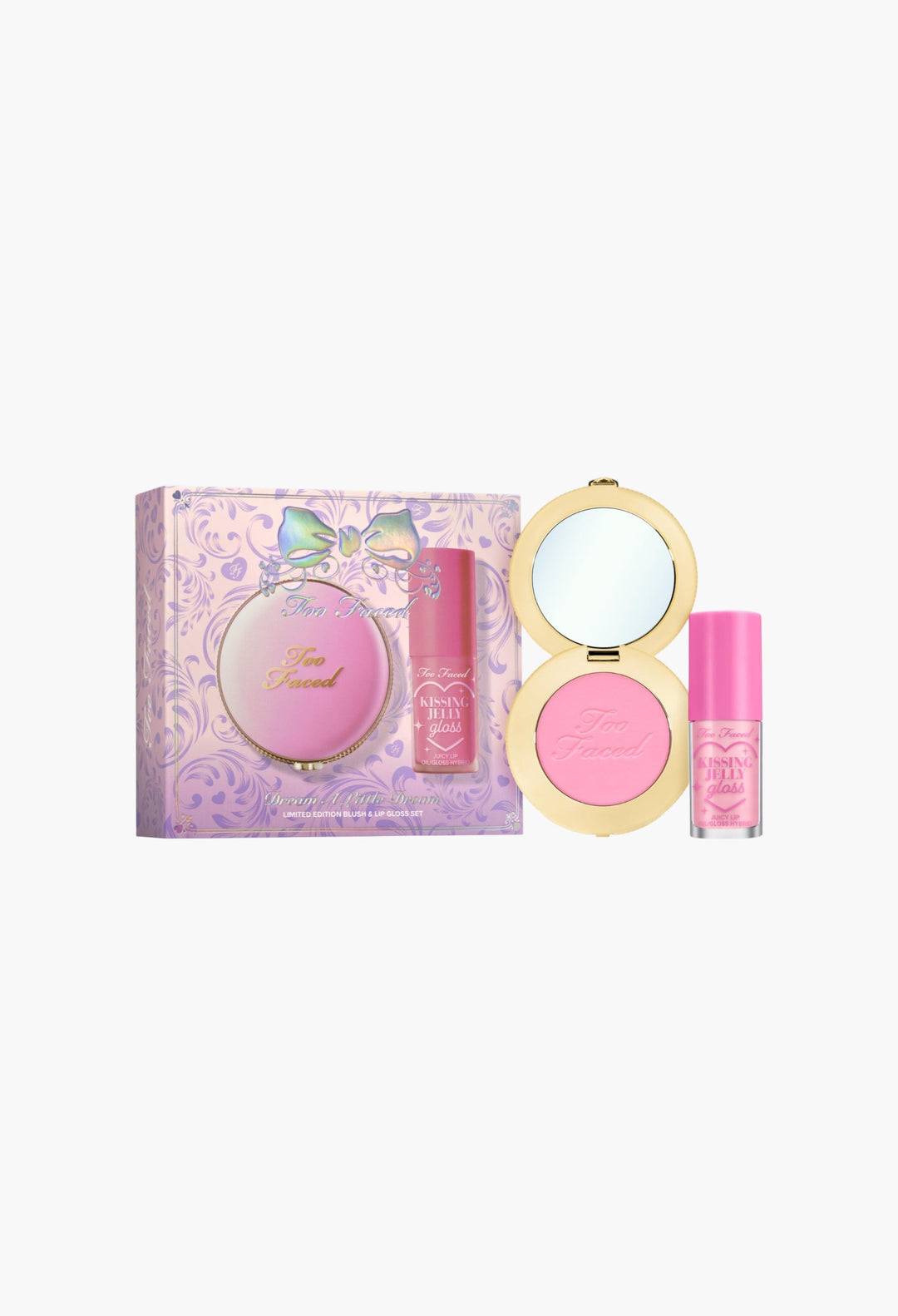 Too Faced Dream A Little Dream Blush & Lip Gloss Set | Cloud Crush Powder Blush + Kissing Jelly Lip Oil With Sheer Coverage, Gift Set - GLAM MODA