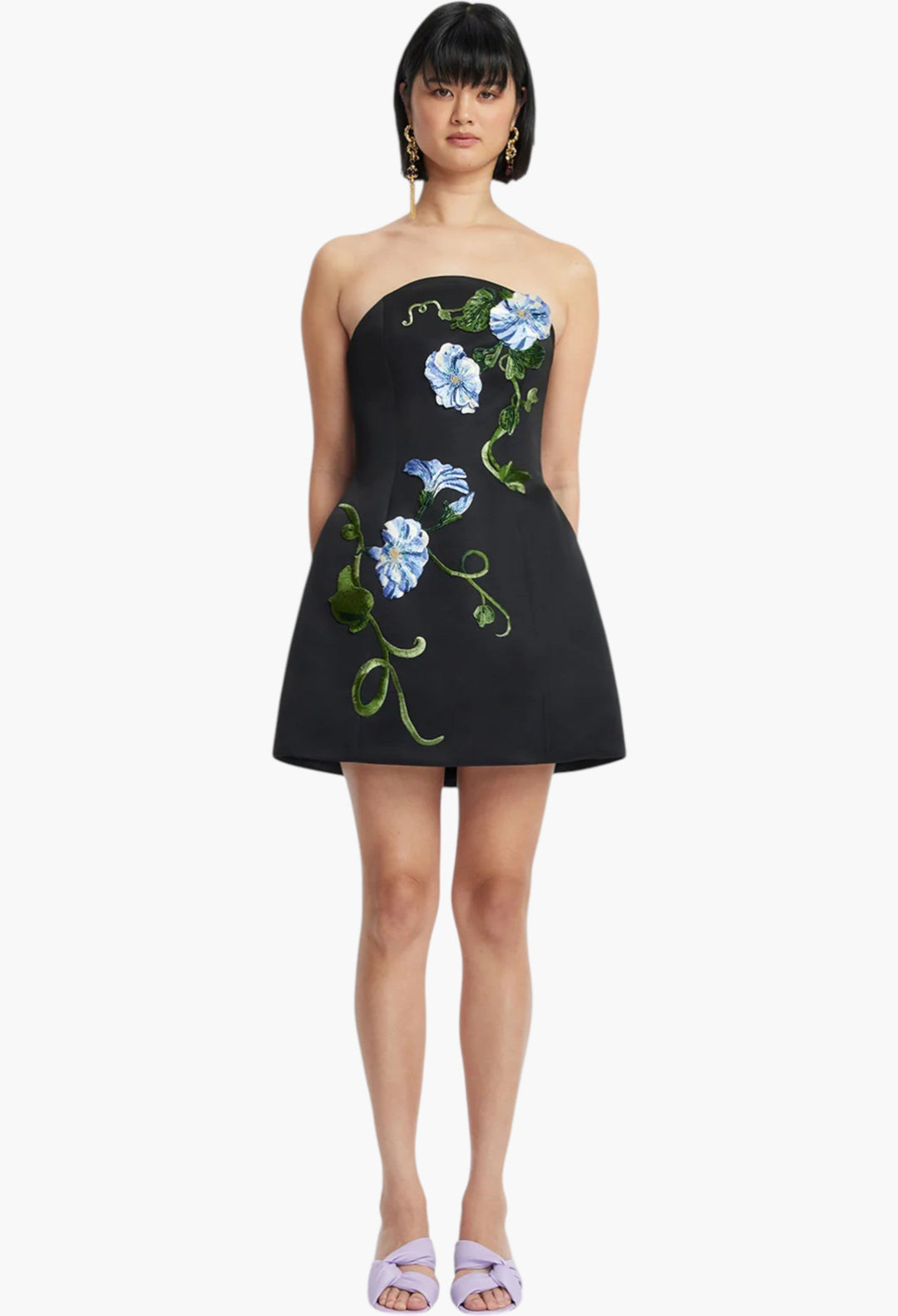 Appliqué Floral Bustier Mini Dress - GLAM MODA