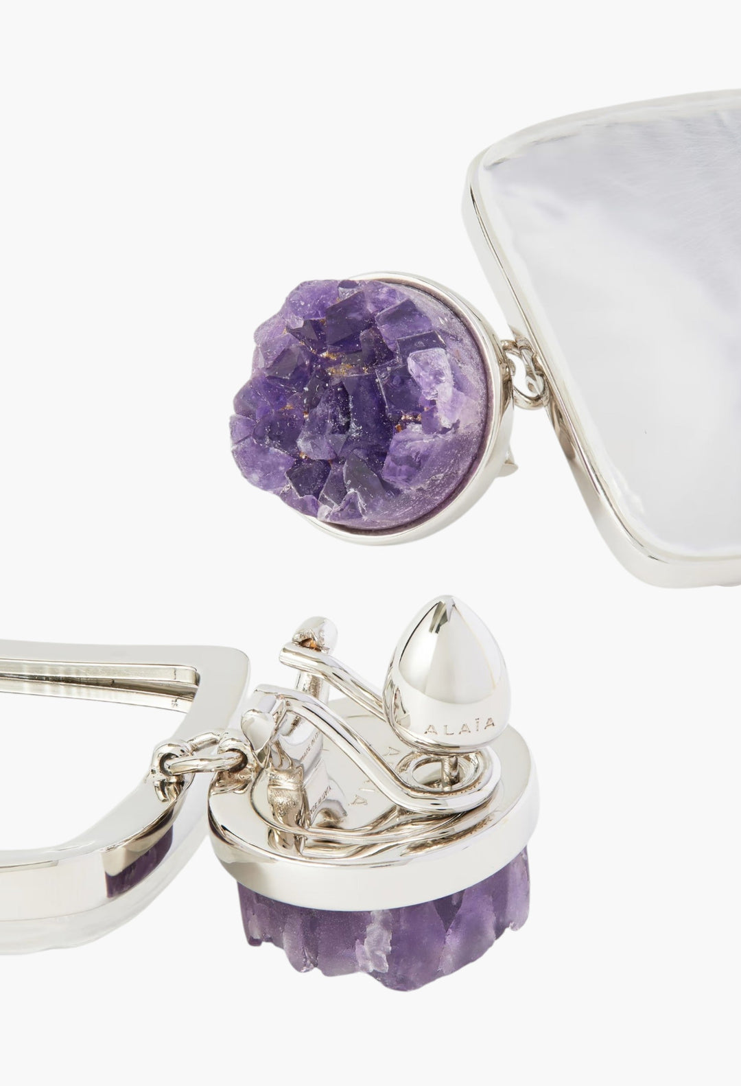 Silver-Tone, Amethyst And Plexiglass Earrings - GLAM MODA