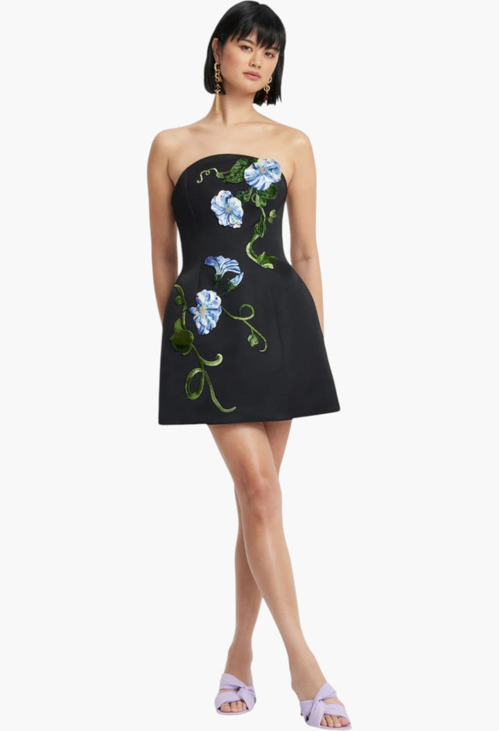 Appliqué Floral Bustier Mini Dress - GLAM MODA