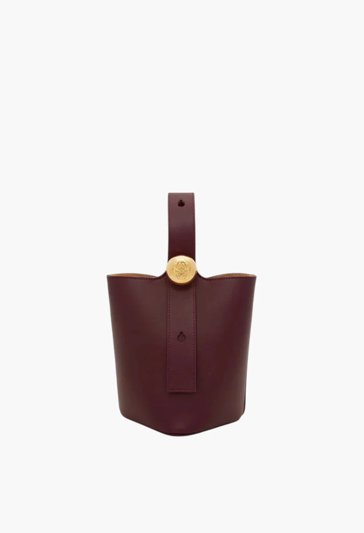 Mini Pebble Bucket Bag-Dark burgundy