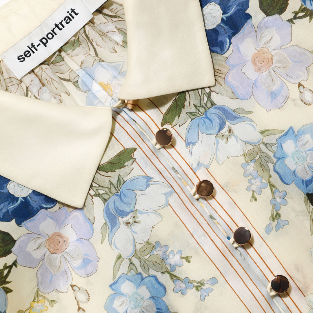 Yellow Floral Organza Blouse - GLAM MODA