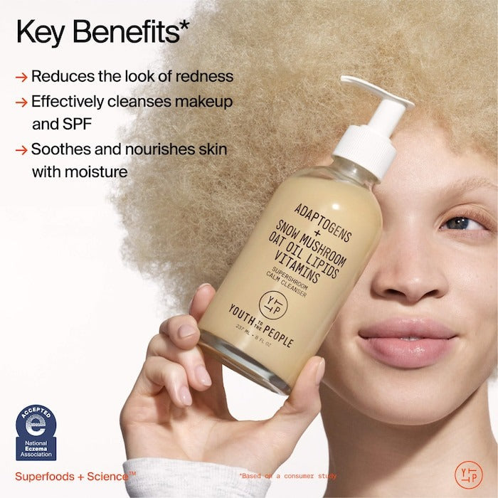 Adaptogens + Snow Mushroom + Oat Oil Lipids + Vitamins Supershroom Calm Cleanser - GLAM MODA
