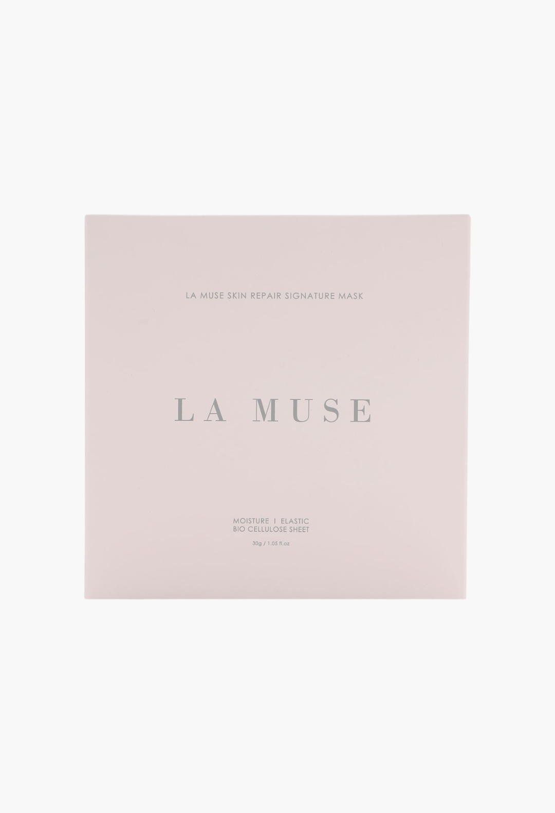 GLAM MODA La Muse Skin Repair Signature Mask box in soft pink, featuring bio cellulose sheet skincare packaging.