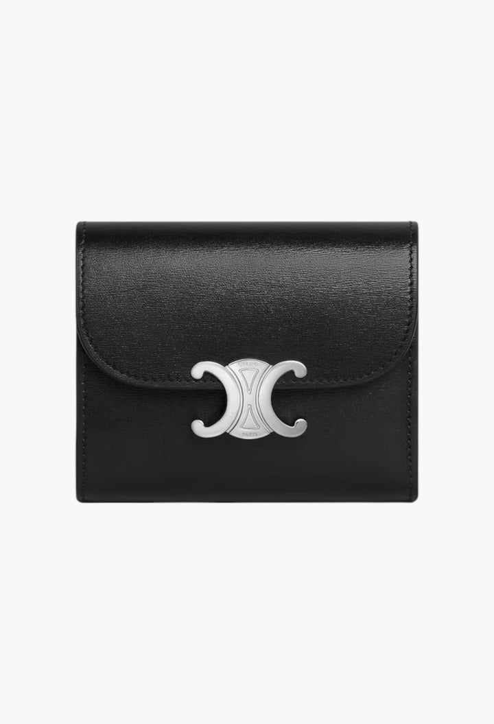 Small Flap Wallet Triomphe In Shiny Calfskin - GLAM MODA