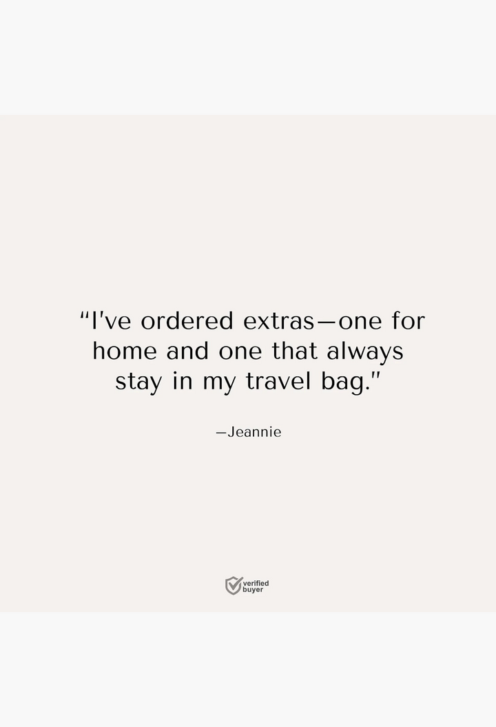 GLAM MODA customer review testimonial quote from Jeannie about the Le Balm Trois solid serum on a beige background