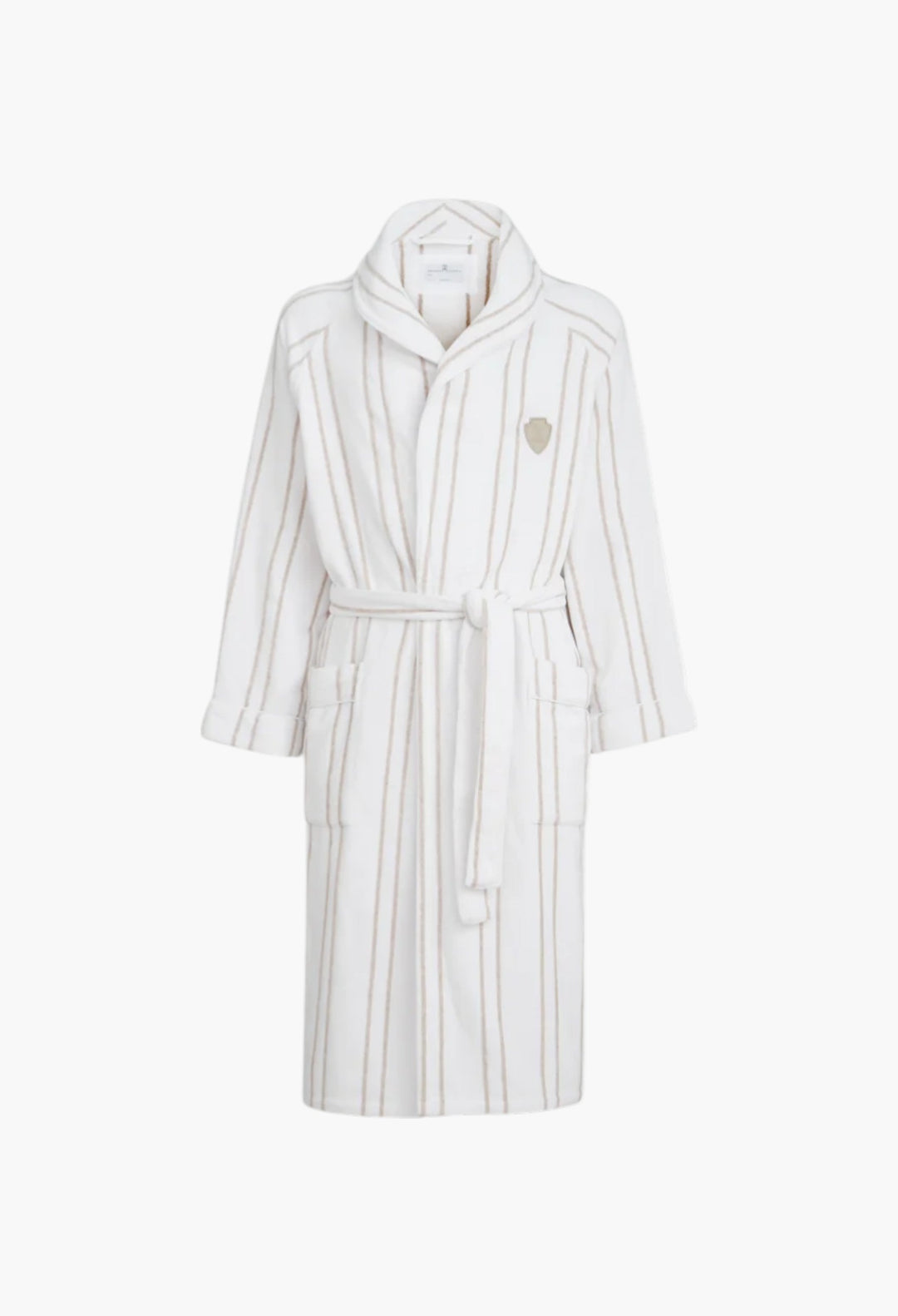 Striped Cotton Terrycloth Bathrobe With Logo - GLAM MODA