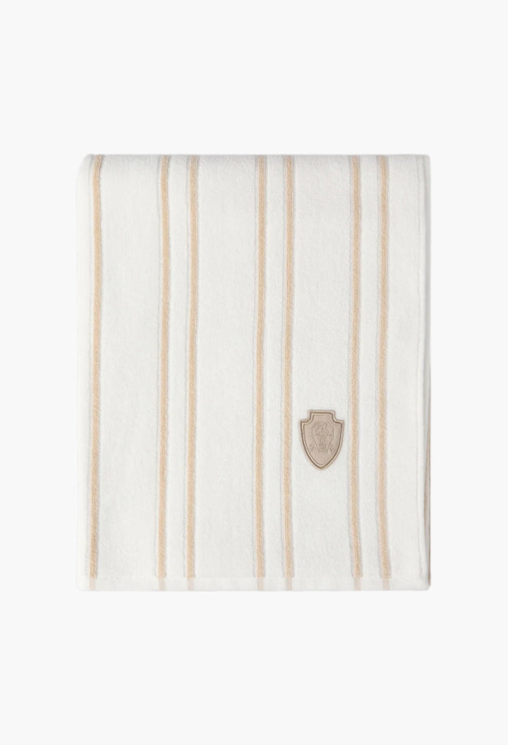 Striped Cotton Terrycloth Towel With Logo - GLAM MODA
