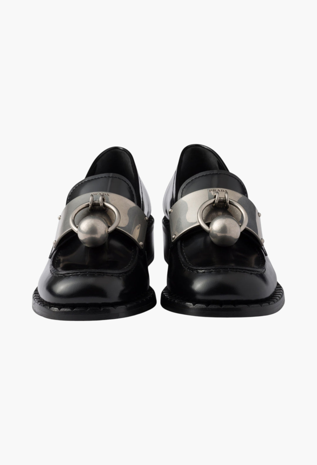 Black - Brushed Leather Loafers With Metal Details - GLAM MODA