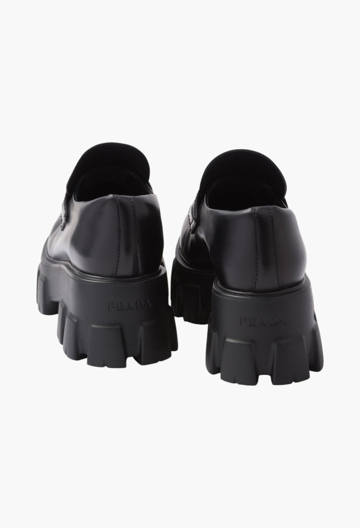 Black - Brushed Leather Monolith Loafers - GLAM MODA